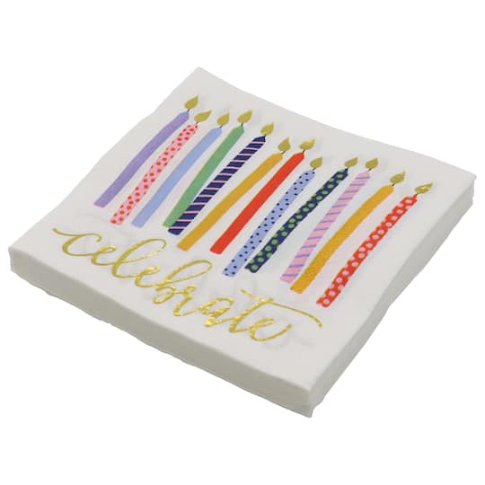 24 Packs: 20 ct. (480 total) Celebrate Candles Beverage Napkins by Celebrate It™